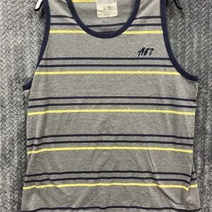 Aeropostale Men’s Tank Top Size XL Gray/Yellow Stripe